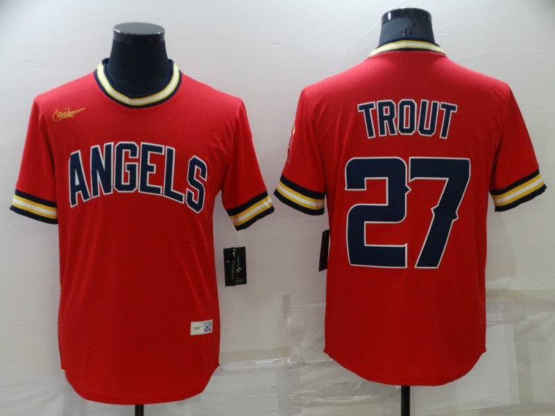 Men's Los Angeles Angels Mike Trout #27 Red Jersey